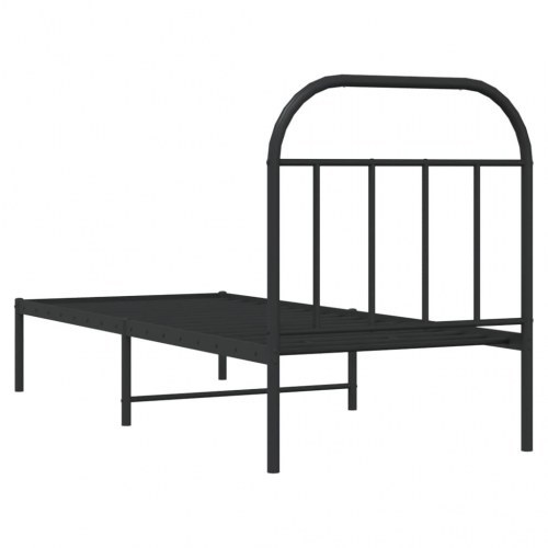 Sengeramme med sengegavl 75×190 cm - metal, sort