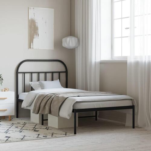 Sengeramme med sengegavl 107x203 cm metal sort