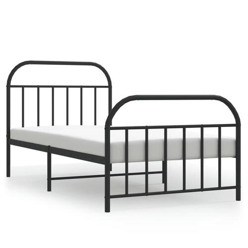 Sengeramme med sengegavl og fodgærde 107x203 cm metal sort