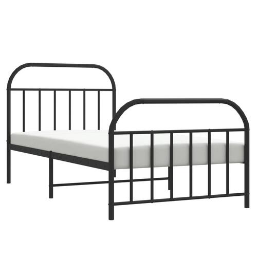 Sengeramme med sengegavl og fodgærde 107x203 cm metal sort