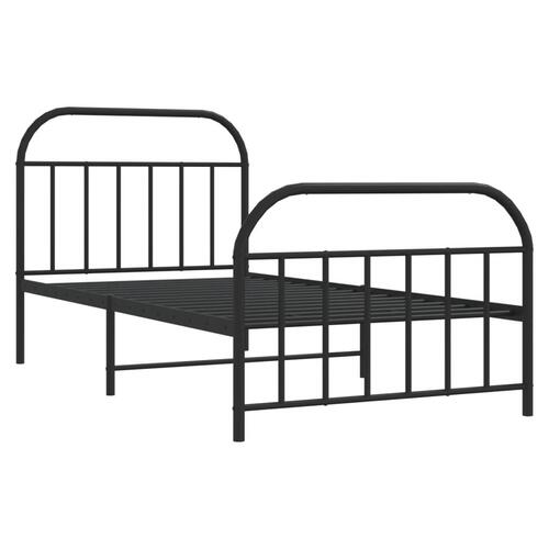 Sengeramme med sengegavl og fodgærde 107x203 cm metal sort
