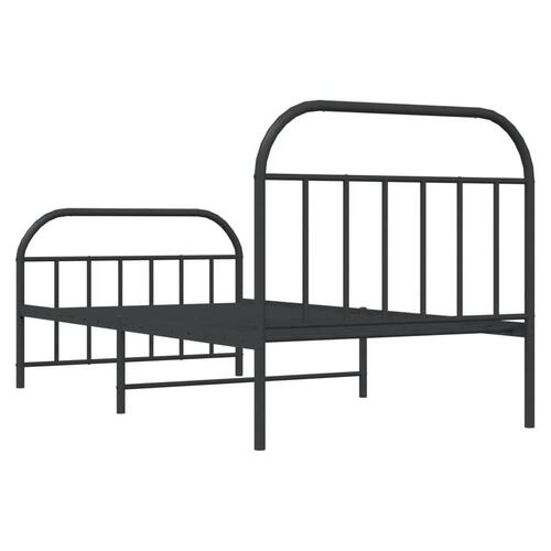 Sengeramme med sengegavl og fodgærde 107x203 cm metal sort