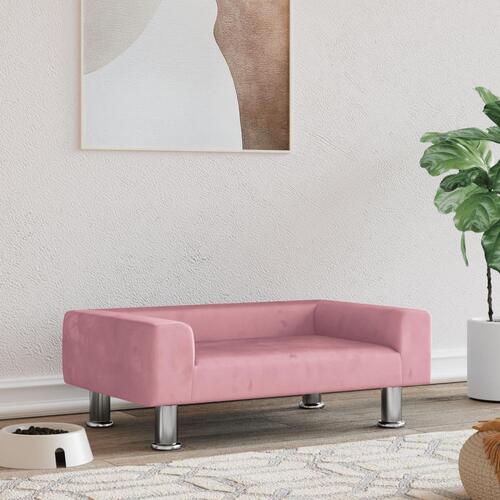 Hundeseng 70x45x26,5 cm velour lyserød