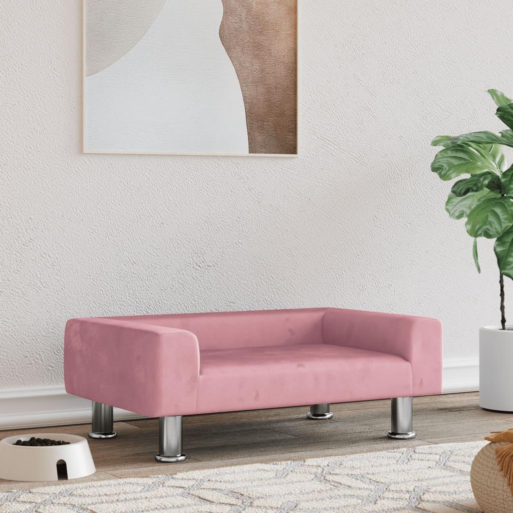 Hundeseng 70x45x26,5 cm velour lyserød