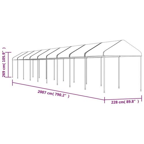 Pavillon med tag 20,07x2,28x2,69 m polyethylen hvid