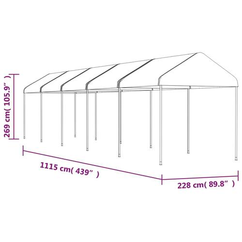 Pavillon med tag 11,15x2,28x2,69 m polyethylen hvid