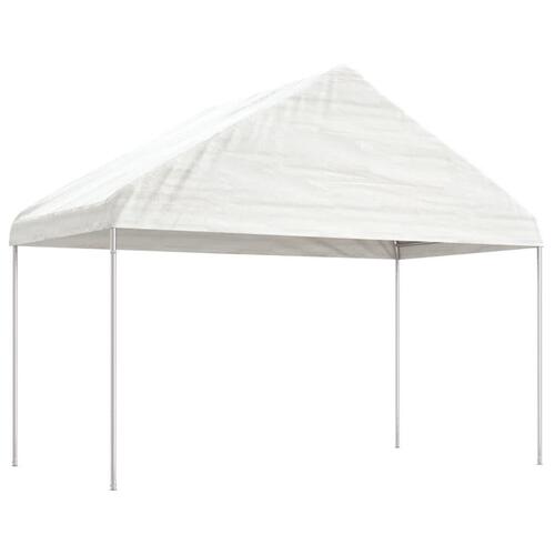 Pavillon med tag 4,46x4,08x3,22 m polyethylen hvid