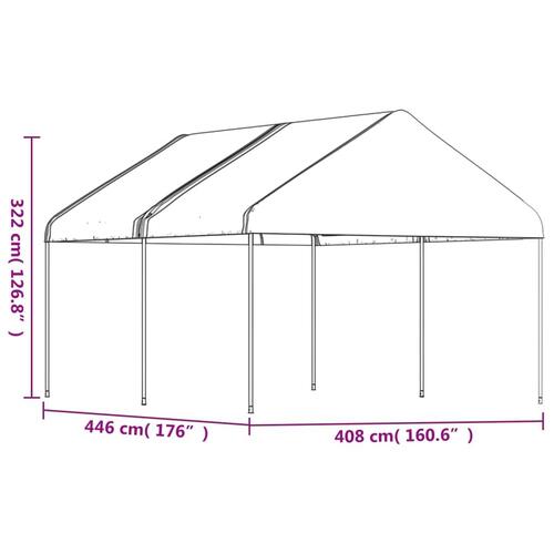 Pavillon med tag 4,46x4,08x3,22 m polyethylen hvid