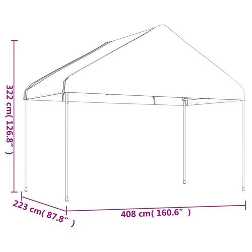 Pavillon med tag 4,46x4,08x3,22 m polyethylen hvid