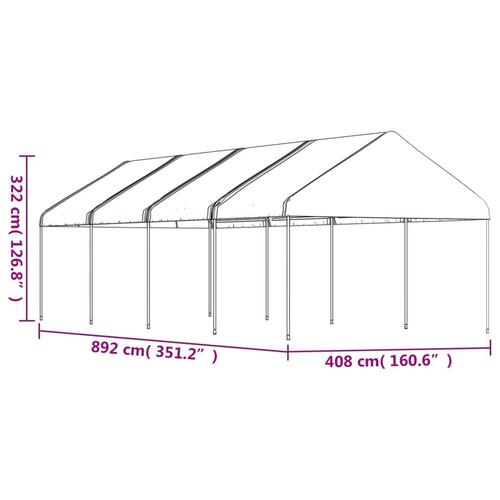 Pavillon med tag 8,92x4,08x3,22 m polyethylen hvid