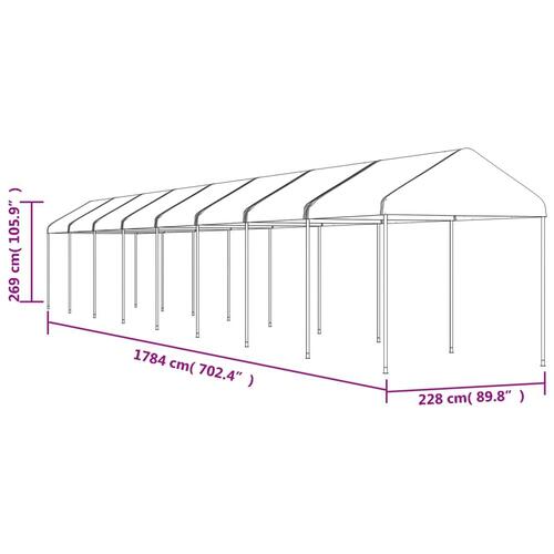 Pavillon med tag 17,84x2,28x2,69 m polyethylen hvid