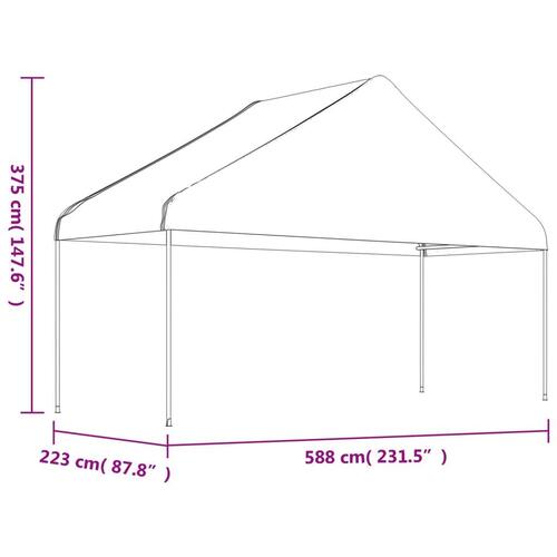 Pavillon med tag 17,84x5,88x3,75 m polyethylen hvid