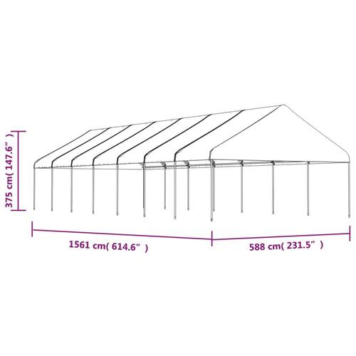 Pavillon med tag 15,61x5,88x3,75 m polyethylen hvid