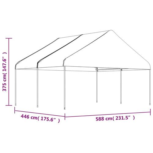 Pavillon med tag 4,46x5,88x3,75 m polyethylen hvid