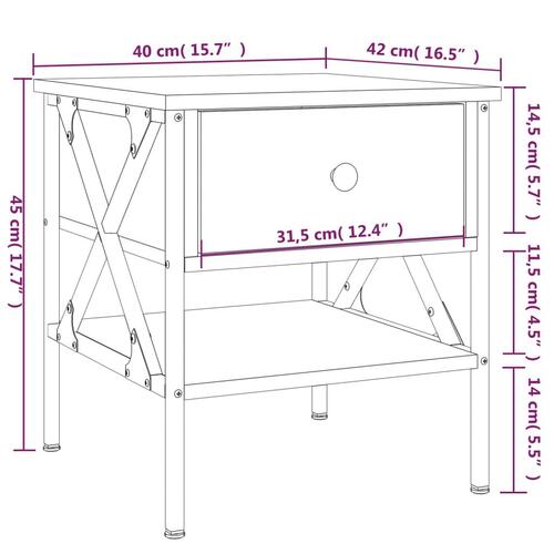 Sengebord 40x42x45 cm konstrueret træ sort
