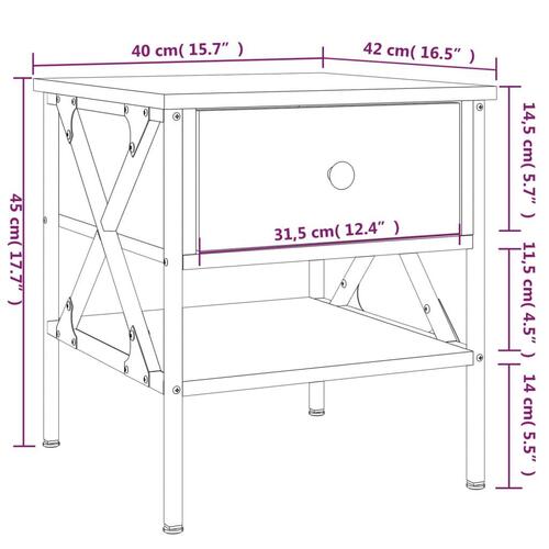 Sengebord 40x42x45 cm konstrueret træ sonoma-eg