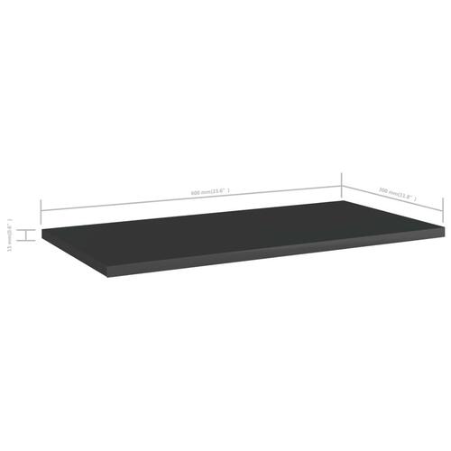 Boghylder 4 stk. 60x30x1,5 cm konstrueret træ sort højglans