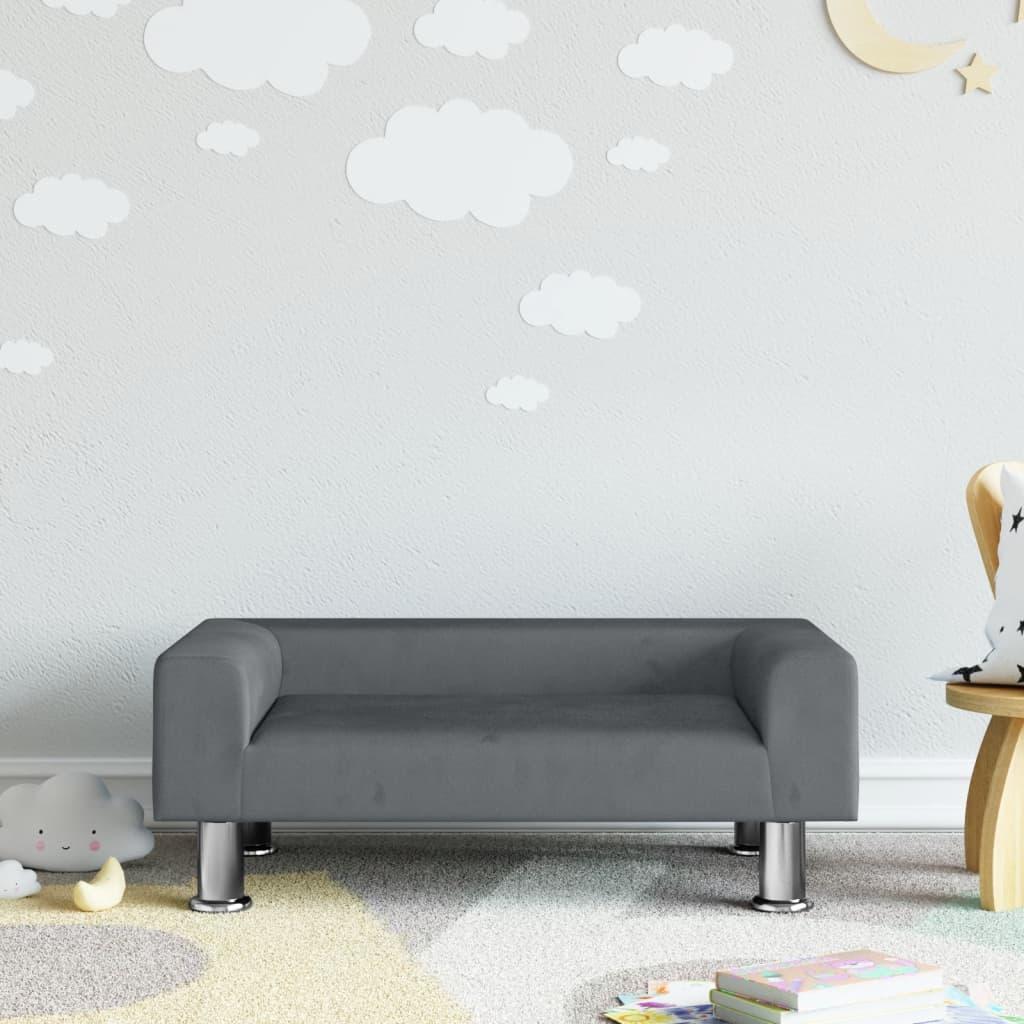 Sofa til børn 70x45x26,5 cm fløjl mørkegrå