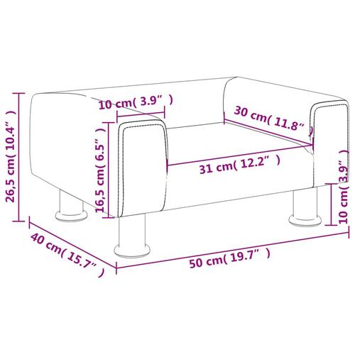 Sofa til børn 50x40x26,5 cm fløjl brun