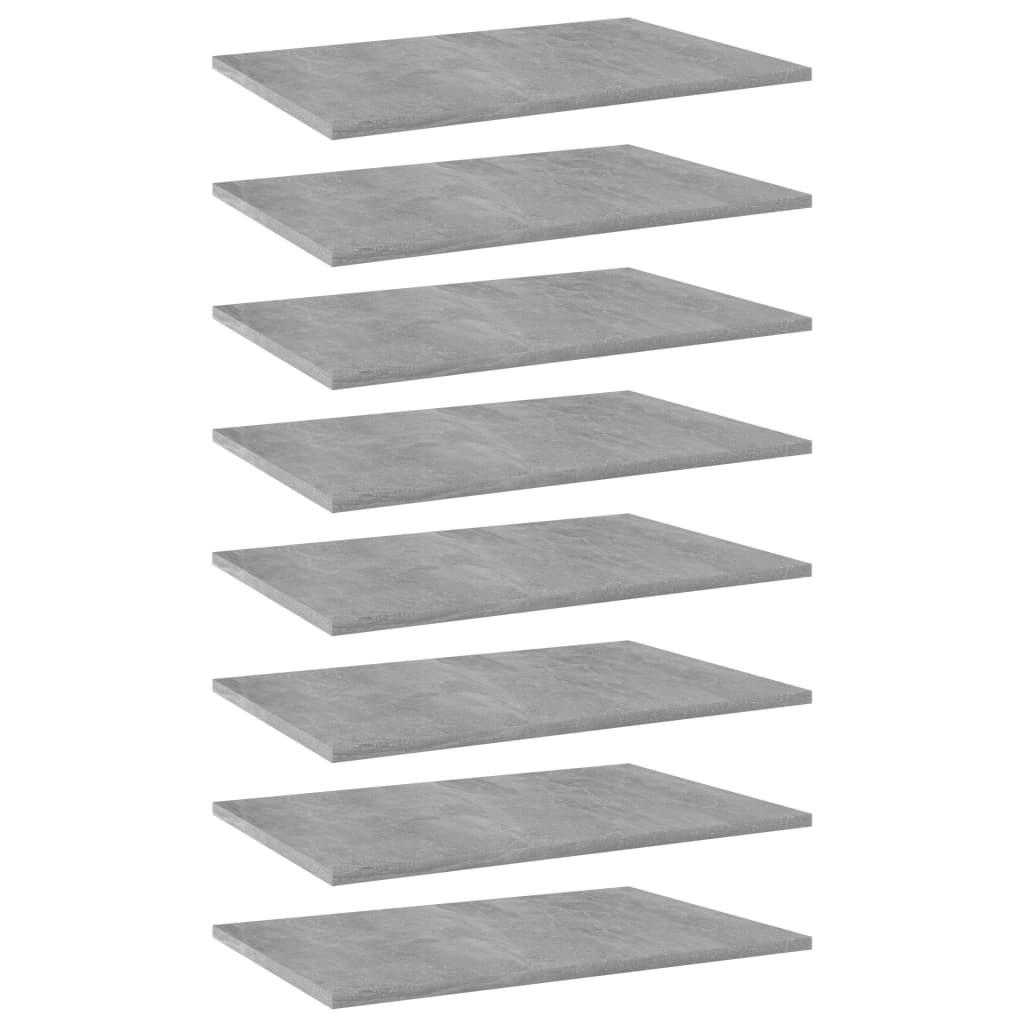 Boghylder - 8 stk. 60×40×1,5 cm i konstrueret træ, betongrå billede
