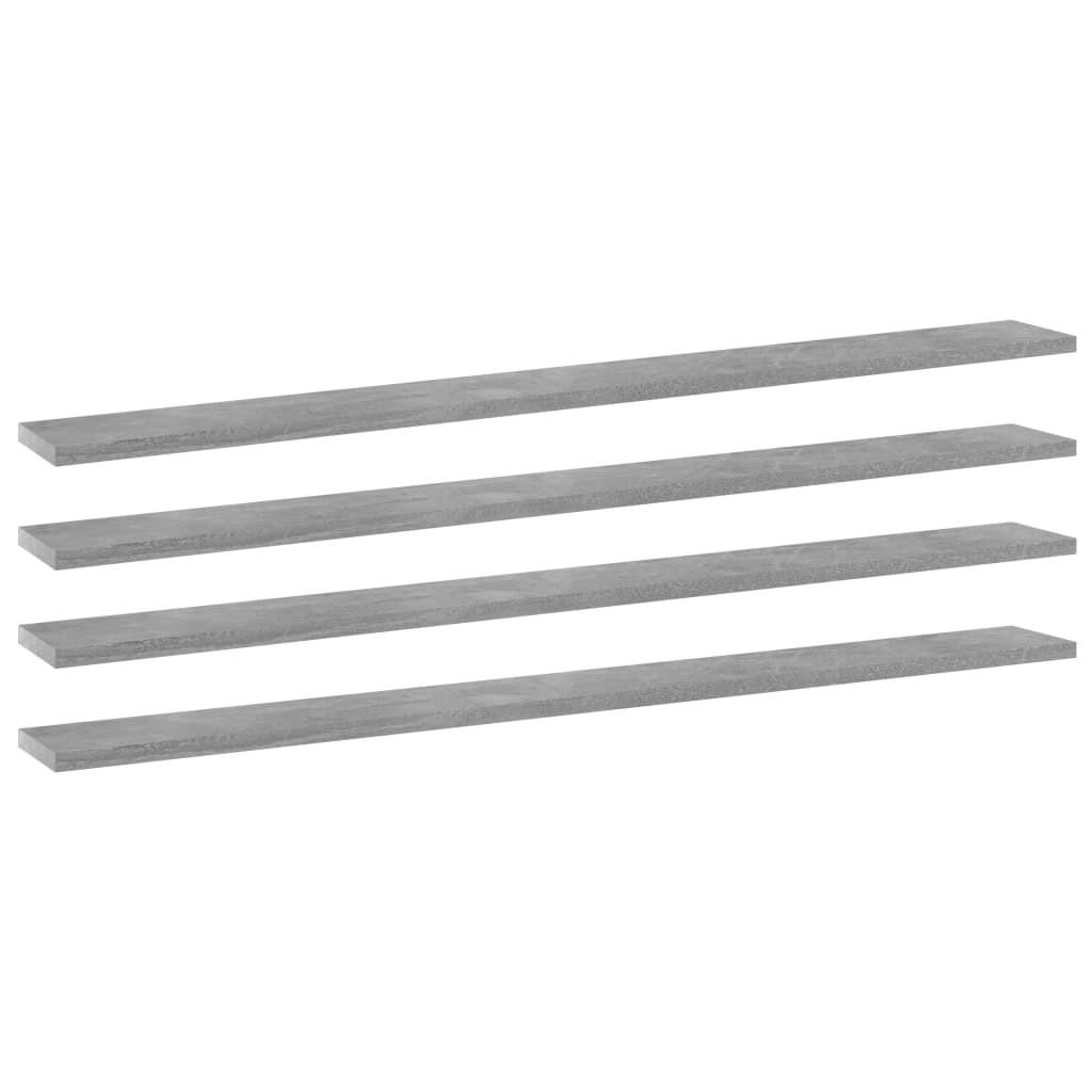 Boghylder 4 stk. 100x10x1,5 cm konstrueret træ betongrå