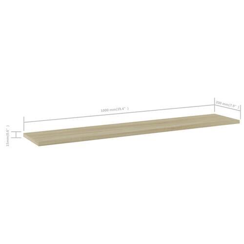 Boghylder 4 stk. 100x20x1,5 cm konstrueret træ sonoma-eg