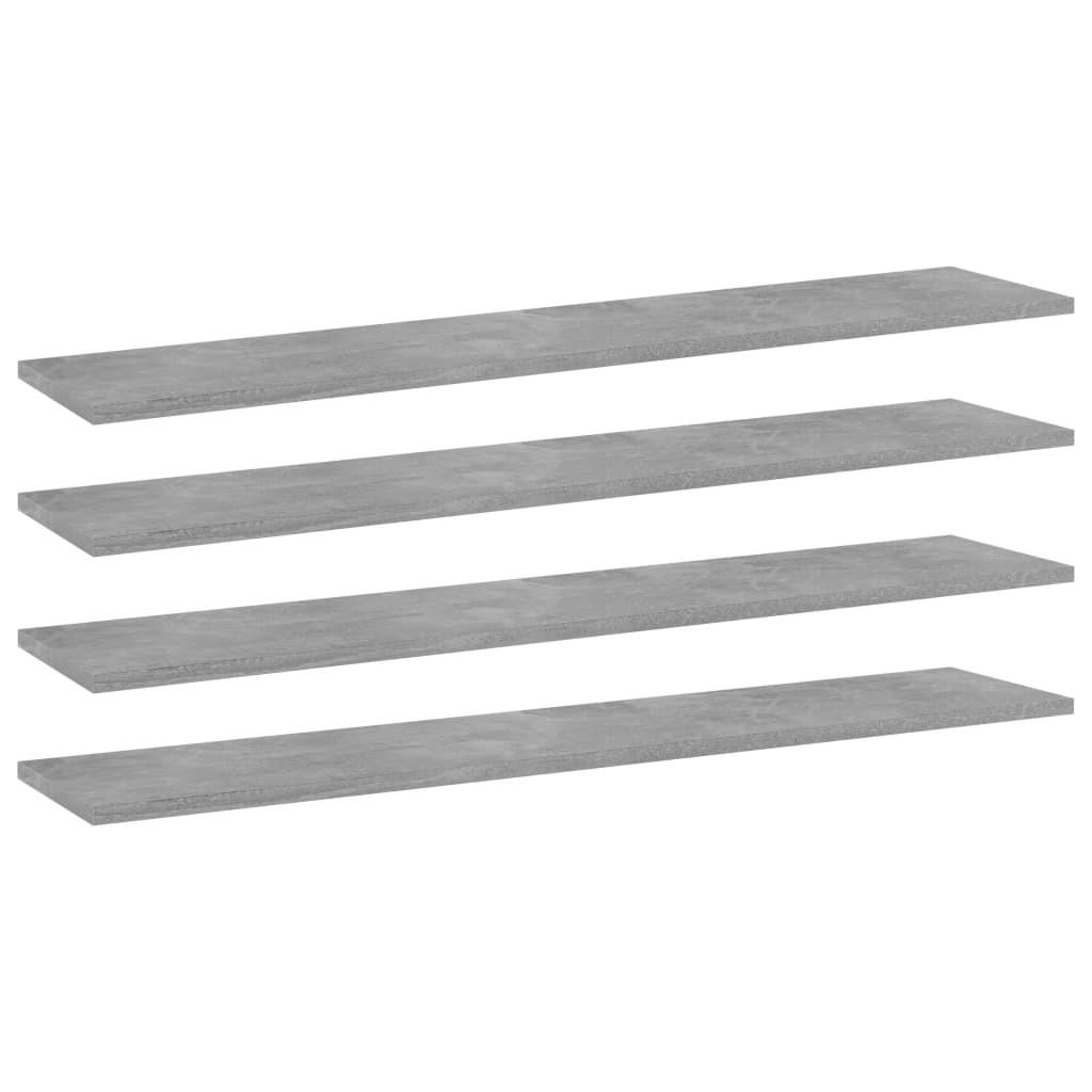 Boghylder 4 stk. 100x20x1,5 cm konstrueret træ betongrå
