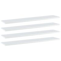 Boghylder 4 stk. 100x20x1,5 cm konstrueret træ hvid højglans
