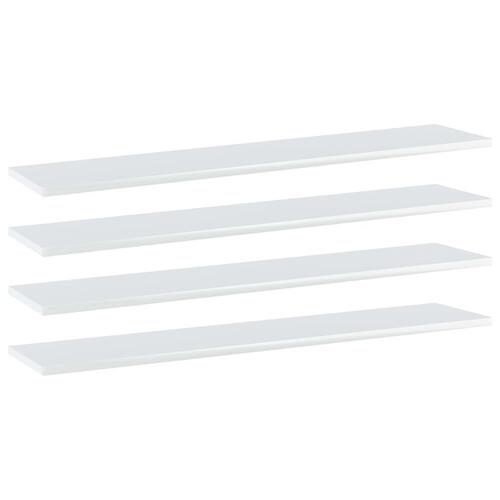 Boghylder 4 stk. 100x20x1,5 cm konstrueret træ hvid højglans