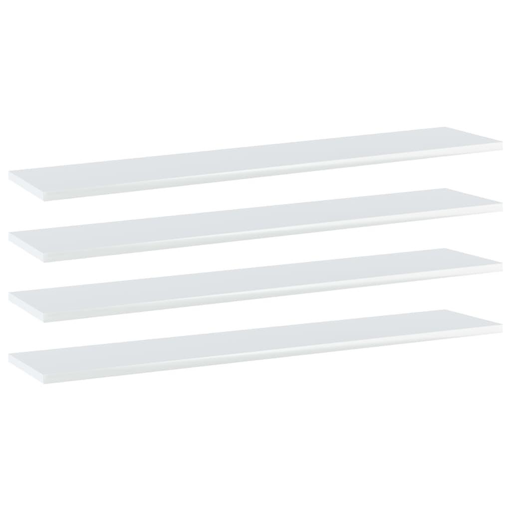 Boghylder 4 stk. 100x20x1,5 cm konstrueret træ hvid højglans
