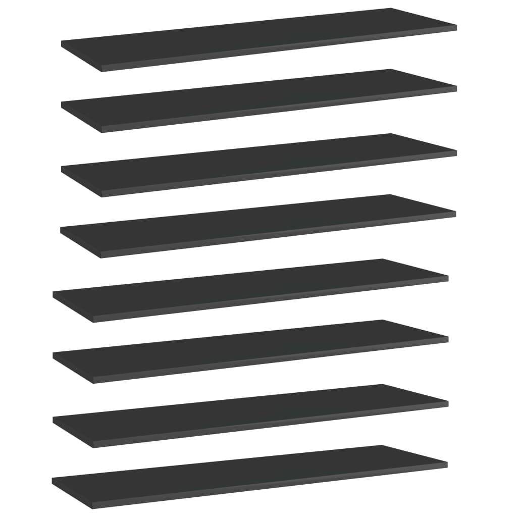 Boghylder 8 stk. 100 x 30 x 1,5 cm i konstrueret træ - sort højglans billede