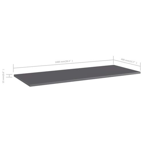 Boghylder 4 stk. 100x40x1,5 cm konstrueret træ grå højglans
