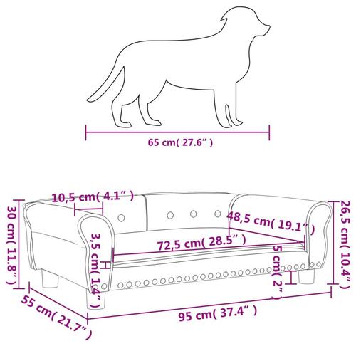 Hundeseng 95x55x30 cm kunstlæder brun