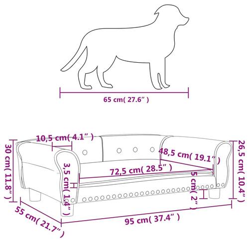 Hundeseng 95x55x30 cm kunstlæder sort