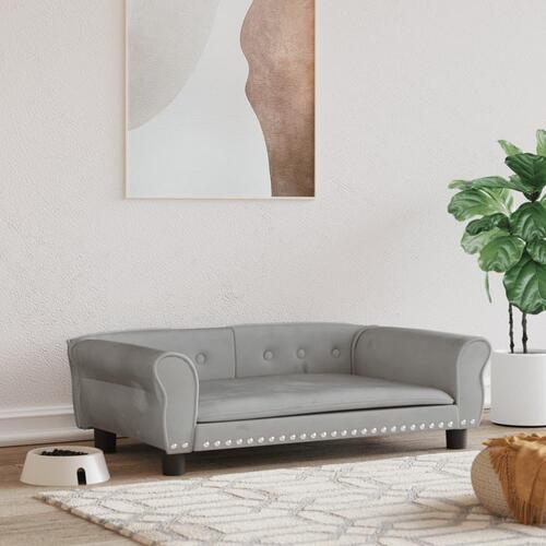 Hundeseng 95x55x30 cm velour lysegrå