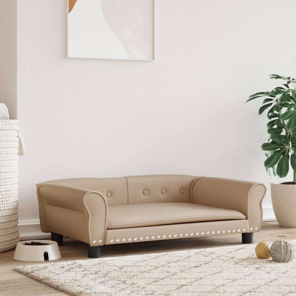Hundeseng 95x55x30 cm kunstlæder cappuccinofarvet