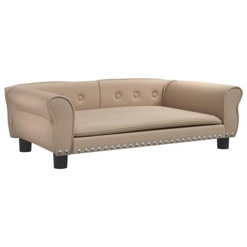 Hundeseng 95x55x30 cm kunstlæder cappuccinofarvet