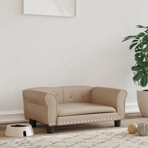 Hundeseng 70x45x30 cm kunstlæder cappuccinofarvet
