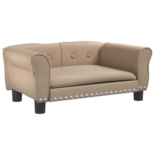 Hundeseng 70x45x30 cm kunstlæder cappuccinofarvet