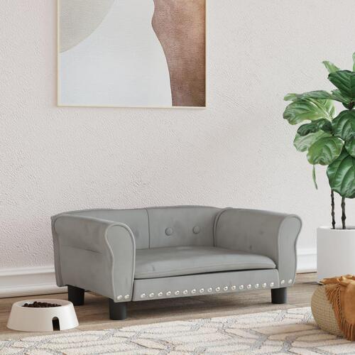 Hundeseng 70x45x30 cm velour lysegrå