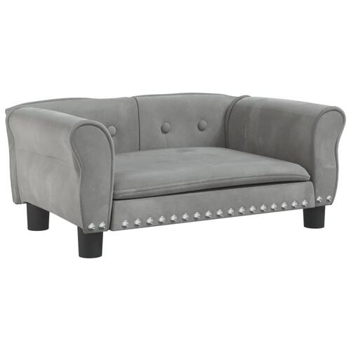 Hundeseng 70x45x30 cm velour lysegrå