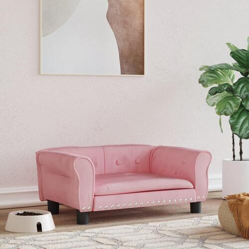 Hundeseng 70x45x30 cm velour lyserød