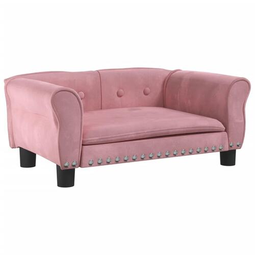 Hundeseng 70x45x30 cm velour lyserød