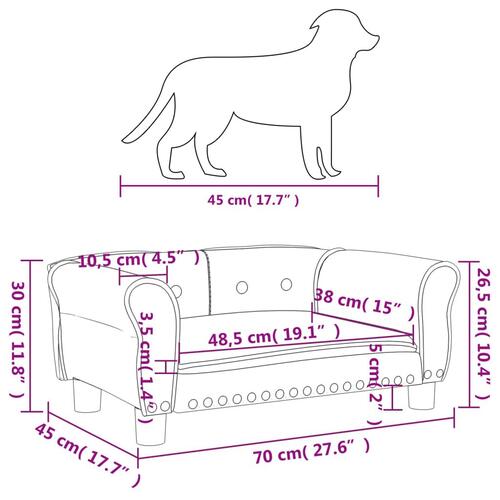 Hundeseng 70x45x30 cm velour sort