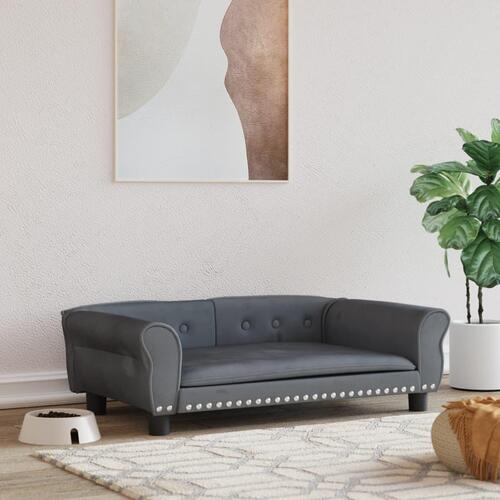 Hundeseng 95x55x30 cm velour mørkegrå
