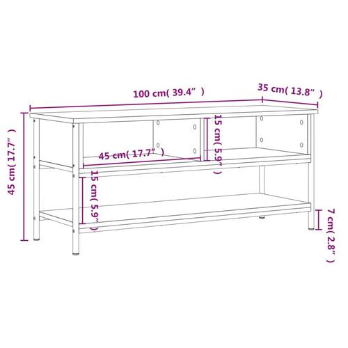 Tv-bord 100x35x45 cm konstrueret træ røget egetræsfarve