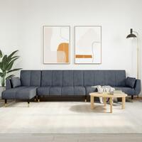 Sovesofa med chaiselong 275x140x70 cm velour mørkegrå