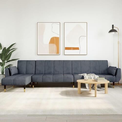 Sovesofa med chaiselong 275x140x70 cm velour mørkegrå