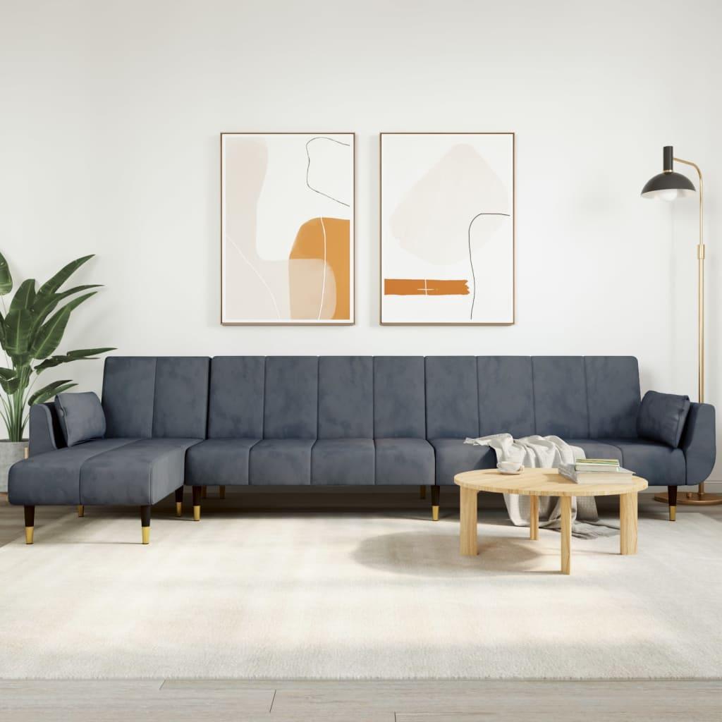 Sovesofa med chaiselong 275x140x70 cm velour mørkegrå