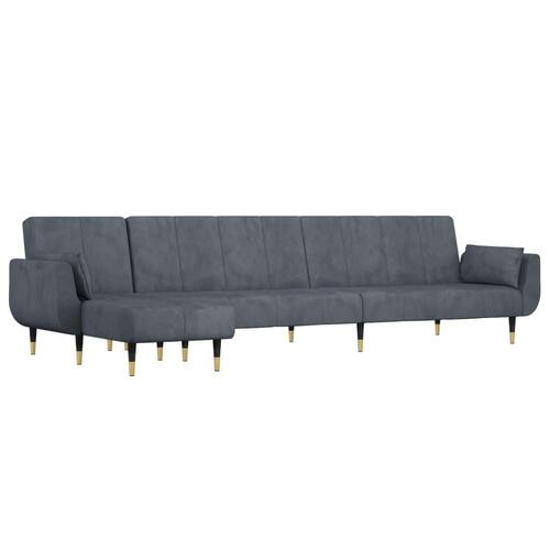 Sovesofa med chaiselong 275x140x70 cm velour mørkegrå
